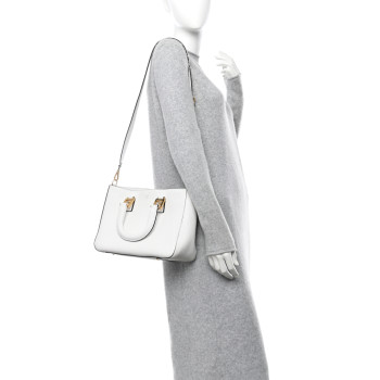 FENDI Cuoio Romano Selleria Small FF Tote White Ice
