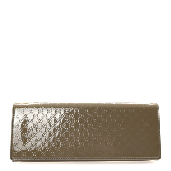 GUCCI Patent Microguccissima Small Broadway Clutch Grey Field