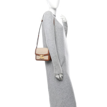 CELINE Textile Natural Calfskin Teen Triomphe White Tan