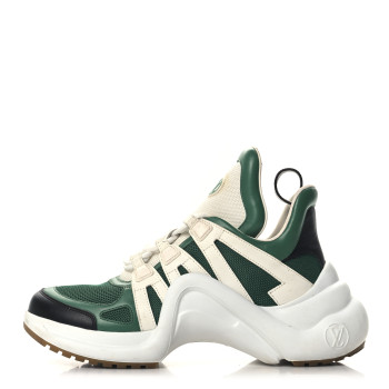 LOUIS VUITTON Calfskin Technical Nylon LV Archlight Sneakers 39 Green