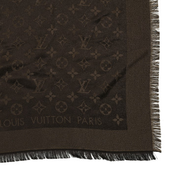 LOUIS VUITTON Silk Lurex Wool Monogram Shine Shawl Marron