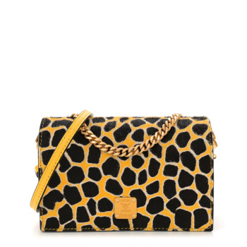 MCM Visetos Calf Hair Giraffe Print Cross Body Yellow