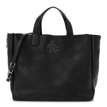 CHANEL Caviar Stitched Medium Lady Coco Shopping Tote Black