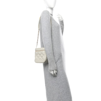 SAINT LAURENT Grain de Poudre Quilted 80's Vanity Bag Crema Soft