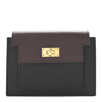 HERMES Epsom Tricolor Kelly Pocket Compact Wallet Black Rouge H Bleu Saphir