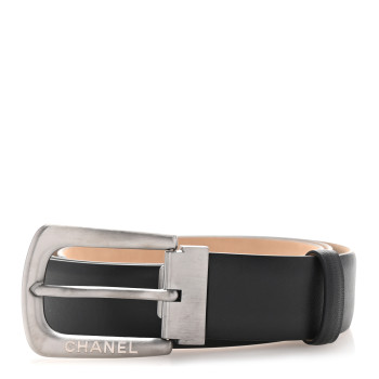 CHANEL Calfskin Belt 95 38 Black