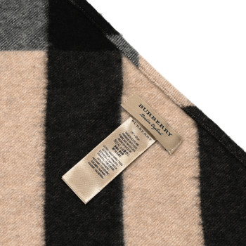 BURBERRY Cashmere Half Mega Check Bandana Scarf Camel