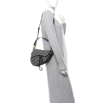 CHRISTIAN DIOR Oblique Saddle Bag With Strap Blue