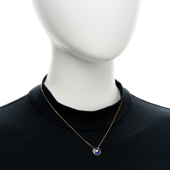 CARTIER 18K Yellow Gold Diamond Lapis Lazuli XS Amulette de Cartier Pendant Necklace