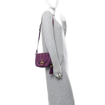 GUCCI Calfskin Small Snaffle Bit Shoulder Bag Purple