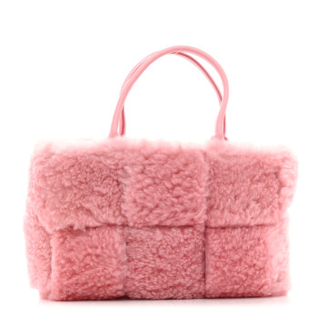 BOTTEGA VENETA Shearling Small Intrecciato Arco Tote Popsicle