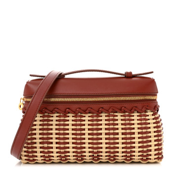 LORO PIANA Wicker Calfskin L19 Extra Pocket Pouch Malt Deep Kummel Sun Gold