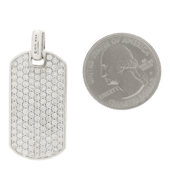 DAVID YURMAN Sterling Silver Diamond 35mm Chevron Tag Pendant