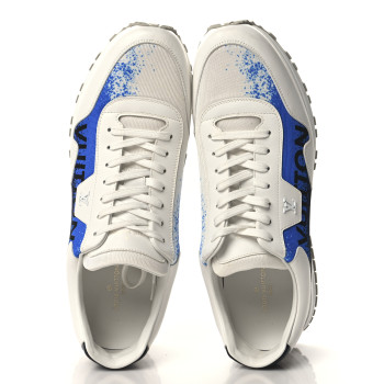 LOUIS VUITTON Calfskin Mens Run Away Sneakers 10 White Blue