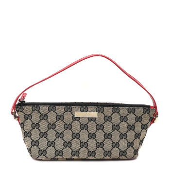 GUCCI Monogram Boat Pochette Black Red