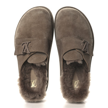 LOUIS VUITTON Monogram Fur LV Easy Mule 6 Brown
