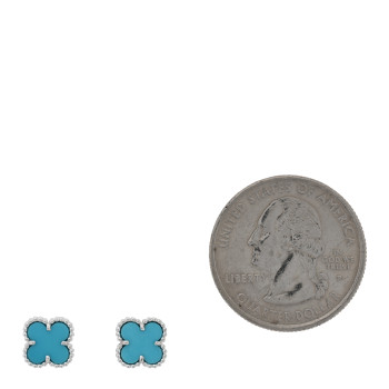 VAN CLEEF & ARPELS 18K White Gold Turquoise Sweet Alhambra Earrings