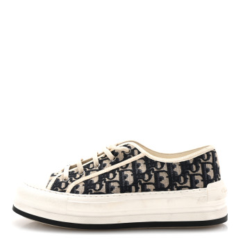 CHRISTIAN DIOR Canvas Oblique Walk'N'Dior Low Top Sneakers 41 Deep Blue