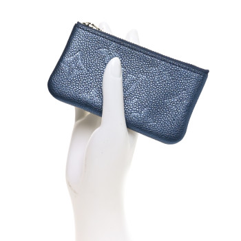 LOUIS VUITTON Metallic Empreinte Monogram Giant Key Pouch Navy Nacre