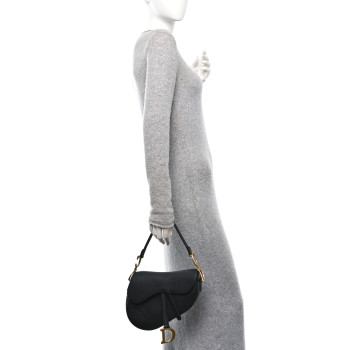 CHRISTIAN DIOR Grained Calfskin Saddle Bag Black