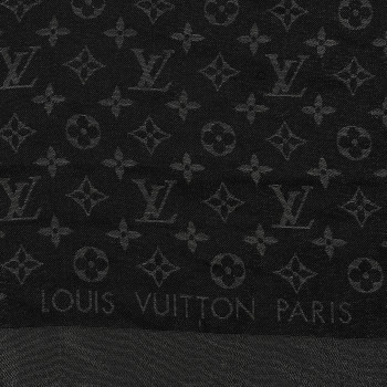 LOUIS VUITTON Silk Lurex Wool Monogram Shine Shawl Black