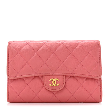 CHANEL Caviar Quilted Medium Flap Wallet Pink