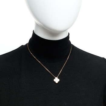 VAN CLEEF & ARPELS 18K Rose Gold Diamond Mother of Pearl Vintage Alhambra Pendant Necklace