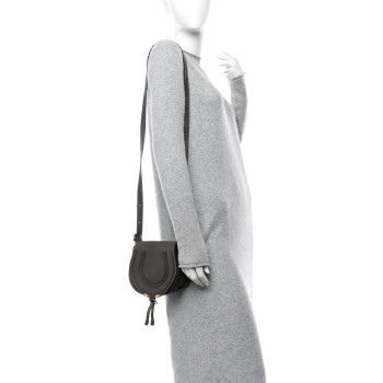 CHLOE Calfskin Mini Marcie Round Crossbody Bag Cashmere Grey