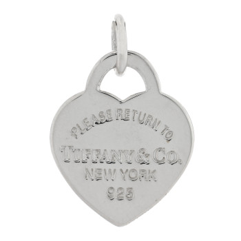 TIFFANY Sterling Silver Enamel Small Return to Tiffany Heart Tag Charm Blue