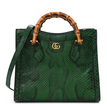 GUCCI Snakeskin Small Diana Tote Green Black
