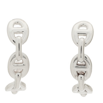 HERMES Sterling Silver Chaine D'Ancre Enchainee Climber Earrings