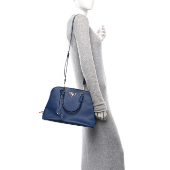 PRADA Saffiano Lux Medium Promenade Tote Bluette