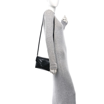 SAINT LAURENT Calfskin Y Quilted Monogram Monochrome Toy Loulou Crossbody Bag Black