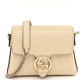 GUCCI Dollar Calfskin Interlocking G Crossbody Bag Mystic White