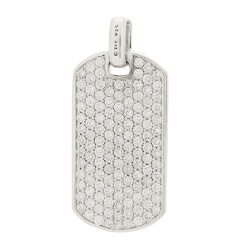 DAVID YURMAN Sterling Silver Diamond 35mm Chevron Tag Pendant