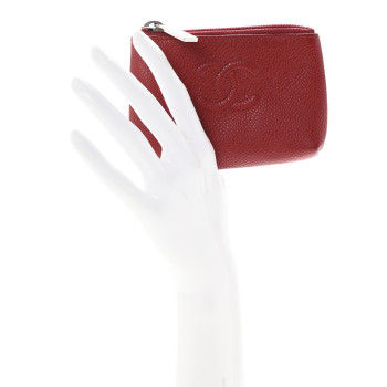 CHANEL Caviar Timeless CC Key Holder Red