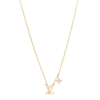 LOUIS VUITTON Enamel LV Iconic Necklace Gold Pink