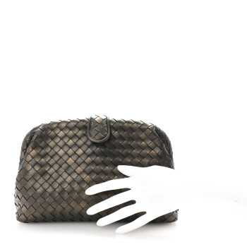BOTTEGA VENETA Nappa Intrecciato The Lauren 1980 Clutch Dark Gold
