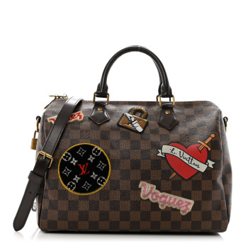 LOUIS VUITTON Damier Ebene Patches Speedy Bandouliere 30