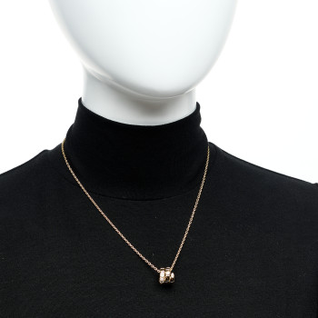 BULGARI 18K Yellow Gold Diamond Serpenti Viper Demi Pave Pendant Necklace