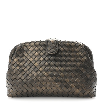 BOTTEGA VENETA Nappa Intrecciato The Lauren 1980 Clutch Dark Gold