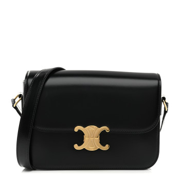 CELINE Shiny Calfskin Medium Triomphe Black