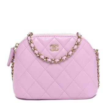CHANEL Caviar Quilted Clutch with Chain Light Purple