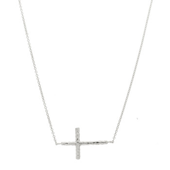 TIFFANY Sterling Silver Paloma Picasso Hammered Sideways Cross Pendant Necklace