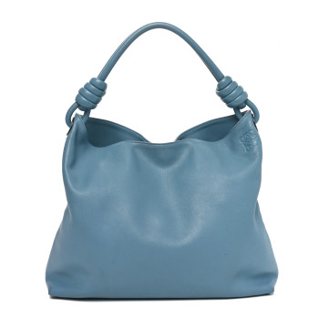 LOEWE Calfskin Small Flamenco Knot Hobo Stone Blue