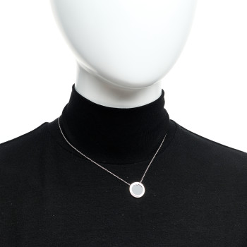 TIFFANY 18K White Gold Black Onyx 16mm T Circle Pendant Necklace