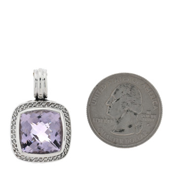 DAVID YURMAN Sterling Silver Diamond Amethyst 14mm Albion Enhancer Pendant