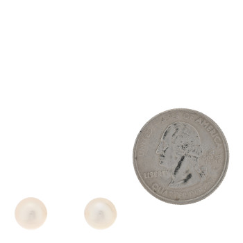 TIFFANY Sterling Silver 14K Yellow Gold Freshwater Cultured Pearl 8-8.5mm Ziegfeld Earrings