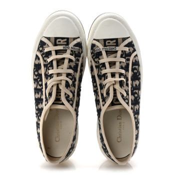 CHRISTIAN DIOR Canvas Oblique Walk'N'Dior Low Top Sneakers 41 Deep Blue