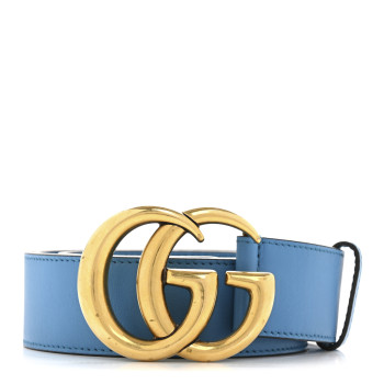 GUCCI Calfskin Double G 40mm Belt 90 36 Clear Sky Blue